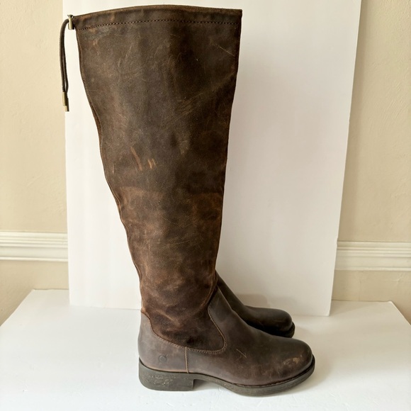 Born Shoes - Born‎ Borman Brown Suede Leather Knee High Boots